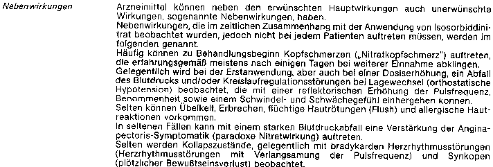 Nebenwirkungen ISDN-Medikament